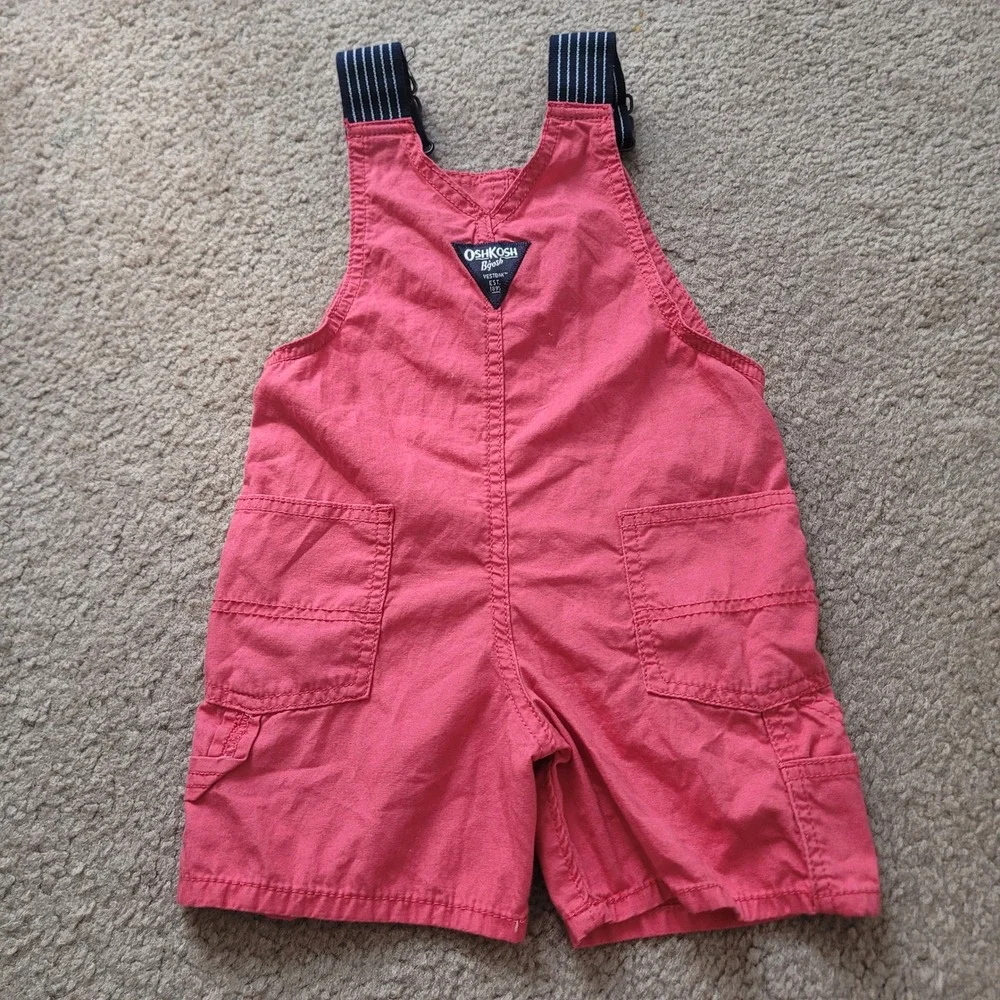OshKosh Bgosh Kids Red Cotton Vestbak Shortalls Overalls Size 2T OSH11771-SML